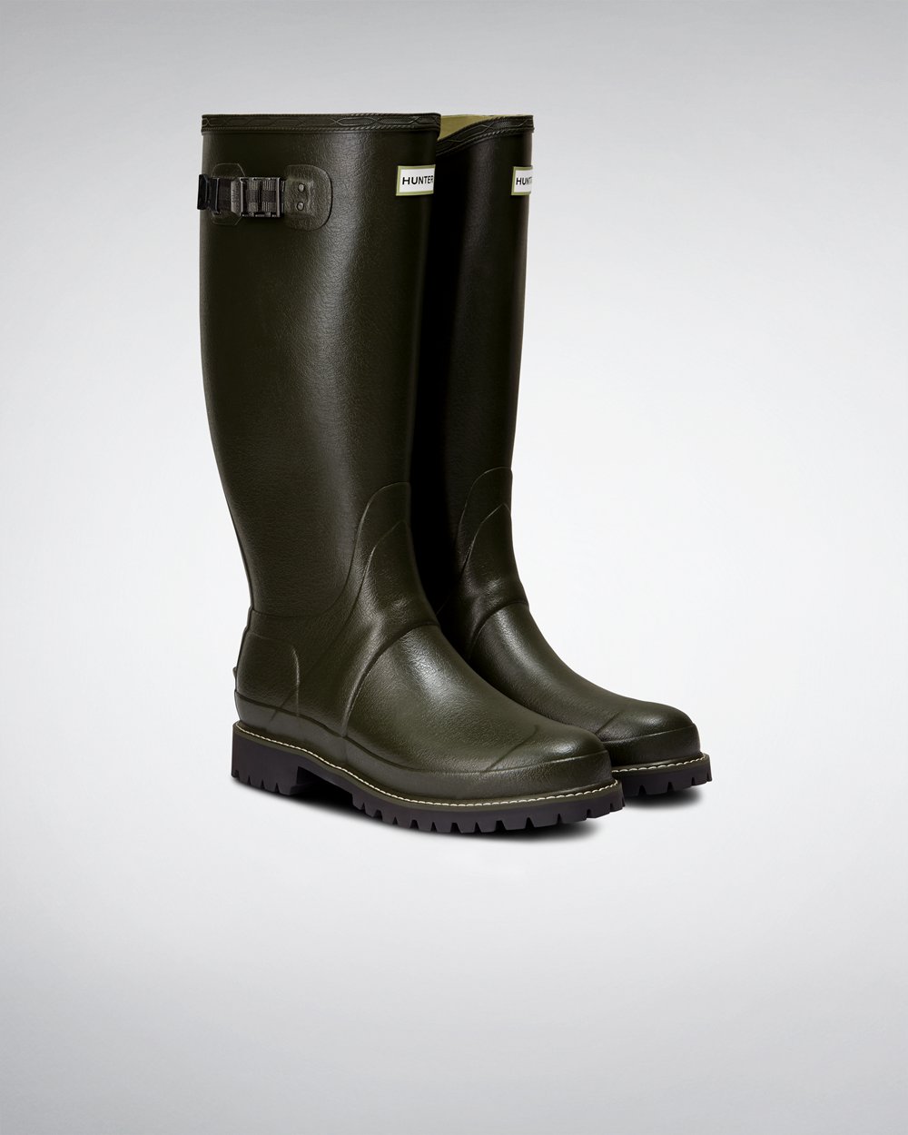 Mens Wide Fit Rain Boots - Hunter Balmoral (83QMOIZVE) - Dark Olive